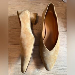 Everlane Mustard Suede Heels